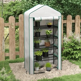 Outsunny Seră de grădină Seră 5 nivele cu o ușă rulantă, Foliu din PE Rezistent întărit dim. 90L x 49l x 193H cm | Aosom Romania