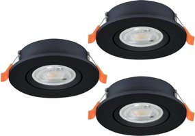 Eglo 902265 - Set 3x spoturi LED încastrate BARRANCO LED/4,8W/230V negru