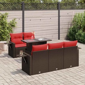vidaXL Set mobilier grădină cu perne 6 piese maro poliratan/lemn acacia