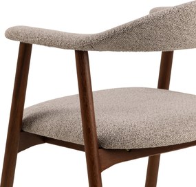 MAZZONI EXPORT ADELE Bej Latte (țesătură Monza 60)/cadru Nuc Baituit - SCAUN DIN LEMN BOUCLÉ PENTRU SALON SUFRAGERIE BUCĂTĂRIE RETRO