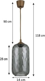 Brilagi - Pendul LED pe cablu R GLASS 1xE27/60W/230V Ø 14 cm maro/gri fumuriu