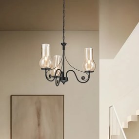 Lustră pe lanț Brilagi COTTAGE 3xE14/40W/230V negru/maro