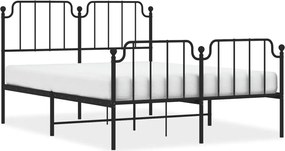 vidaXL Cadru pat metalic cu tăblie de cap/picioare , negru, 140x190 cm