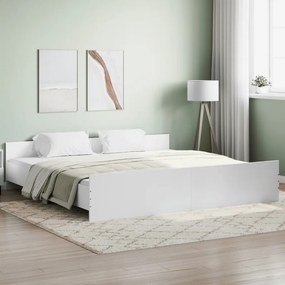 3203733 vidaXL Cadru de pat cu tăblie de cap și picioare, alb, 200x200 cm