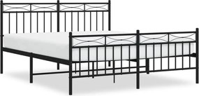 vidaXL Cadru pat fără saltea, cu tăblie picioare negru 160x200cm metal
