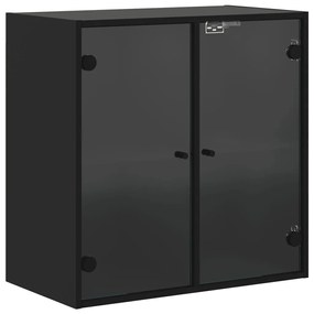 836491 vidaXL Dulap de perete cu uși din sticlă, negru, 68x37x68,5 cm