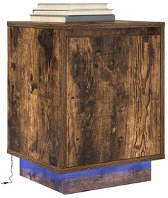 vidaXL Noptiera cu lumini LED Stejar afumat 38x34x50 cm