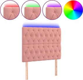 vidaXL Tăblie de pat cu LED, roz, 90x7x118/128 cm, catifea