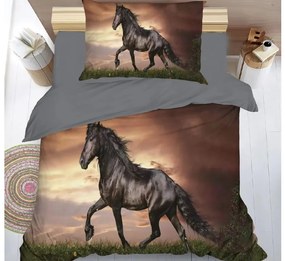 Lenjerie de pat din microfibra 3D HORSE maro Dimensiune lenjerie de pat: 70 x 90 cm | 140 x 200 cm