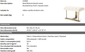 Taburete elegant design LUX McGuire, boucle crem 115662 HZ