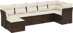 vidaXL Set canapele de grădină cu perne, 7 piese, maro, poliratan