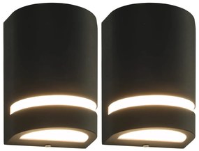 vidaXL Lămpi de perete pentru exterior 2 buc. negru 35 W semirotund