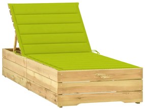 vidaXL Șezlong cu pernă verde aprins, lemn de pin tratat