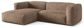 Colțar modular maro deschis cu tapițerie din catifea (cu colț pe partea stângă/cu șezlong) Martina – Micadoni