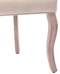 Set de 2 scaune tapițate pentru sufragerie din catifea cu spătar înalt matlasat cu nasturi, 51x47x97 cm, Bej