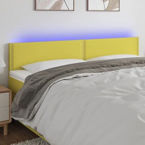 3121501 vidaXL Tăblie de pat cu LED, verde, 200x5x78/88 cm, textil