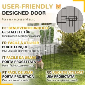 PawHut Padoc Portabil pentru Câini, Pisici și Căței, Structură din Sârmă Metalică, 8 Module, 76x61 cm, Negru | Aosom Romania