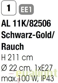 Stalp iluminat exterior stil clasic IP43 H195 Puchberg AL 11K/82506 schwarz-gold/rauch OR