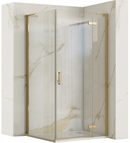 Cabina de dus patrata Rea Hugo cu usa batanta 90x90 cm auriu periat