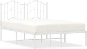 vidaXL Cadru de pat metalic cu tăblie, alb, 120x200 cm