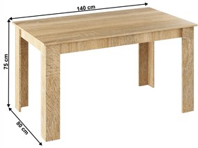 Masă de sufragerie GENERAL NEW, stejar sonoma