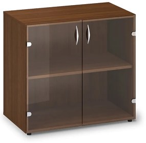 Dulap din sticlă joasă ProOffice 80 x 45,8 x 73,5 cm, nuc
