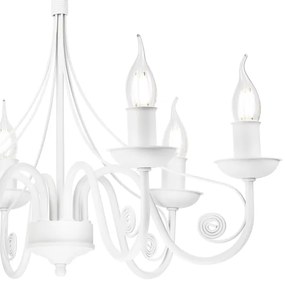 Lustră pe lanț DONATO 6xE14/40W/230V alb