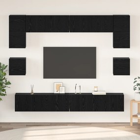 vidaXL Set comodă TV 8 pcs Stejar negru 100 x 30 x 30 cm Lemn compozit
