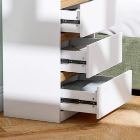 HOMCOM Set de 2 Mesite de Noapte Înguste de 3 Sertare Comode pentru Sufragerie Hol 40x30x59,5 cm Alb | Aosom Romania