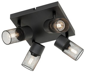 Plafoniera industriala neagra cu 4 lumini reglabile - Jim