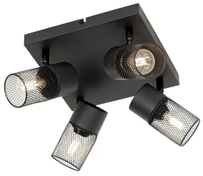 Plafoniera industriala neagra cu 4 lumini reglabile - Jim