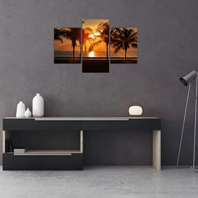 Tablou cu palmier în apus de soare (90x60 cm)