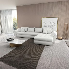 Colțar extensibil dumonde cu ladă de depozitare si sezut confortabil din spuma high-density, Loana XL Euphoria Ivory II 335x185 cm