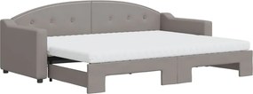 vidaXL Pat de zi cu extensie și saltele, gri taupe, 80x200 cm, textil