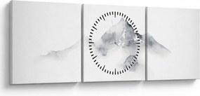 Tablou - Pictură cu cerneală de munți (cu ceas) (90x30 cm)