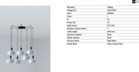 Lustra cu 7 pendule metal TATAWIN M blue