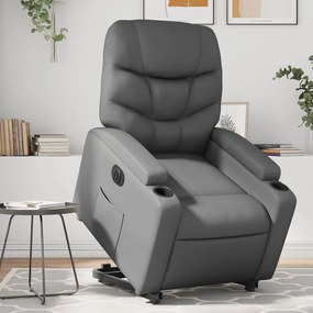 vidaXL Fotoliu rabatabil electric cu ridicare, gri, piele ecologică