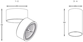 Spot modern aplicat TUBA SL negru 92680 ZL