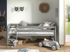 Pat Pino pentru copii cu scară, gri, 90x200 cm, înălțime 85 cm – Vipack