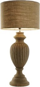 Lampă de masă din lemn sculptat cu abajur din iută naturală, 41×41×76 cm, „Coloniale"