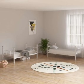 Pat supraetajat metalic MAVEN 90x200 cm, alb, capacitate de încărcare 2 x 100 kg