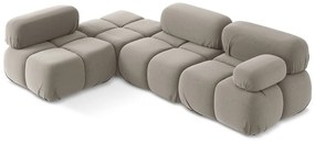 Colțar modular bej cu tapițerie din catifea (cu colț pe partea stângă) Lokua – Makamii