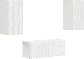 vidaXL Set comodă TV Pe perete 2 pcs Alb Lemn compozit