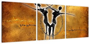 Tablou perechii dansând pictate (cu ceas) (90x30 cm)