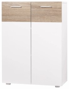 kleankin Dulap de Podea pentru Baie cu 2 Uși și Rafturi Interioare Reglabile Mobilier Auxiliar din Lemn Multifuncțional pentru Living Bucătărie Dining 60x30x85 cm Alb | Aosom Romania