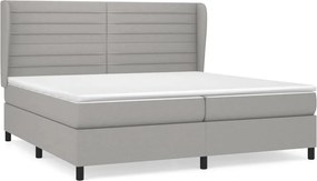 vidaXL Pat box spring cu saltea, gri deschis, 200x200 cm, textil