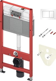 Set de instalare incastrata pentru WC suspendat, cu rezervor Base, clapeta si izolatie fonica incluse, inaltime de constructie 1,12 m Alb