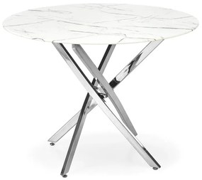 Masa rotunda Raymond 3 marmura alba/argintiu ø100/h73 cm