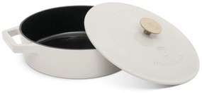 Cratiță din fontă emailată cu capac 26 cm, 2.57 L Berlinger Haus Sahara Collection BH 6530, crem, ideală pentru friptură și cuptor