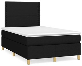 vidaXL Pat box spring cu saltea, negru, 120x190 cm, catifea